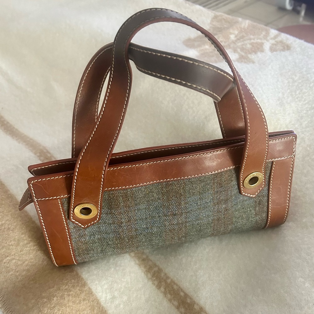 Rare Loro Piana Brown & Plaid Blue Leather Handbag- PRICE IS FIRM - Picture 1 of 15